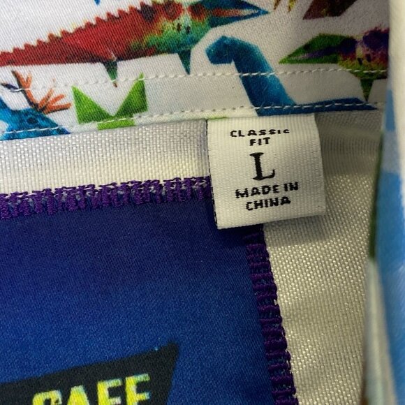 Robert Graham Shirt Men's Large Striped Button Long Sleeve Dinosaur‎ Flip Cuff - Picture 6 of 16